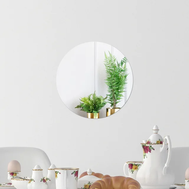 Adesivo per specchio quadrato da parete rotondo Adesivo acrilico Specchi a cerchio piccolo Tavolo Casa Appartamento Decorazione Mini punti flessibili 4