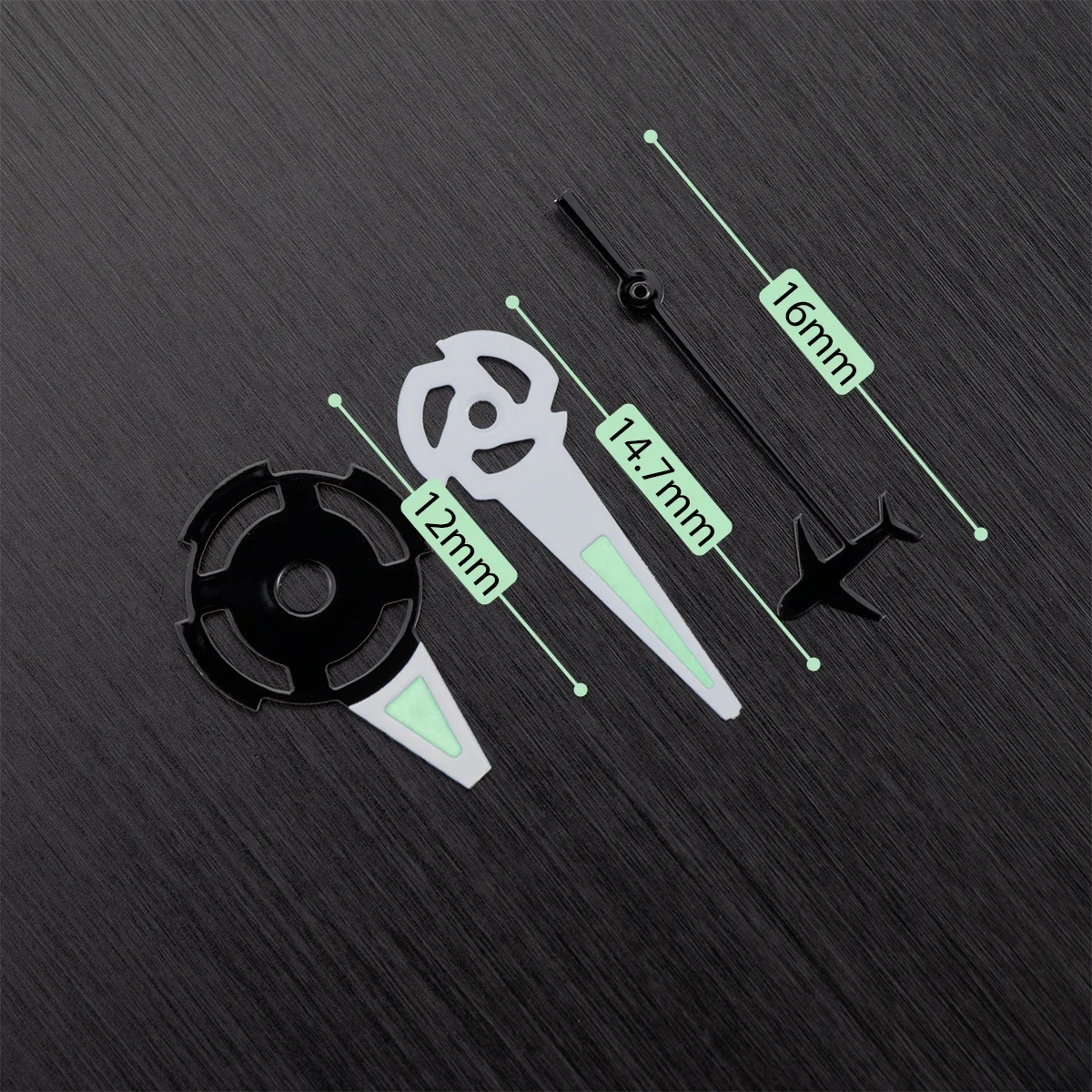 Gear-Shaped Green Luminous Watch Hands with Aircraft Second Hand