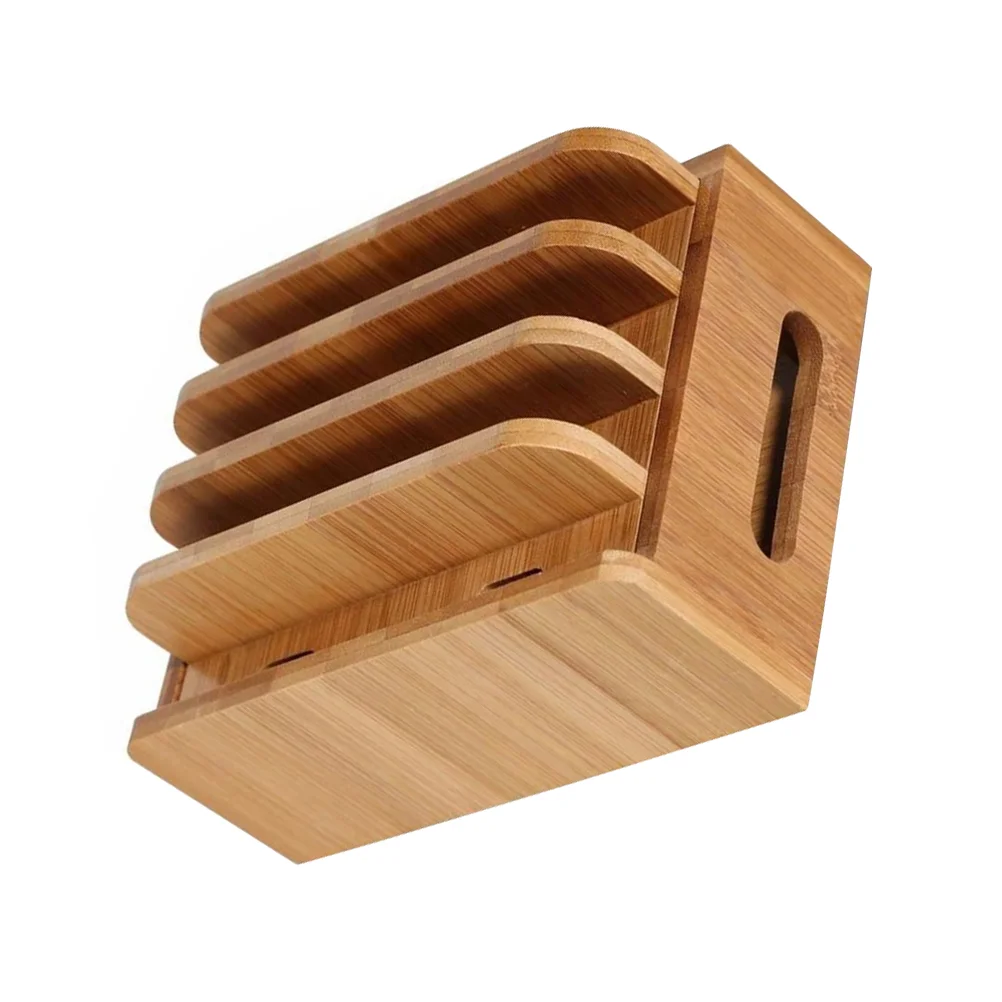 

Desktop Organizer USB Multiple Device Holder Cell Phone Stand Charging Station Manager Wooden