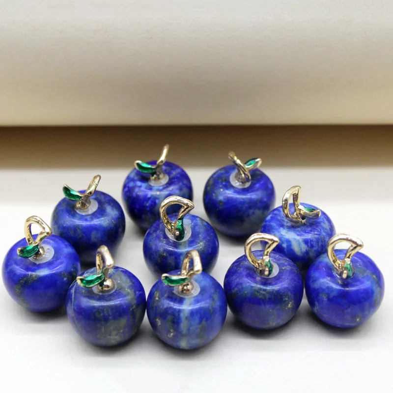 12pcs Natural Stone Apple Pendant New Woman Fashion Jewelry High Quality Crystal Amethyst Lapis Lillet Pendant for DIY Necklace