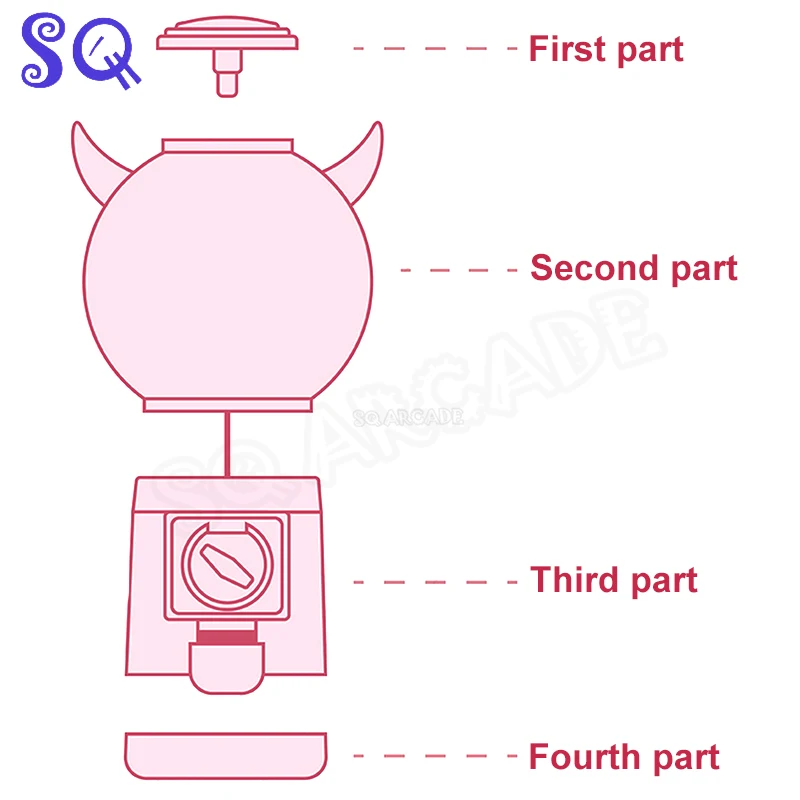 아케이드 껌볼 캡슐 핑크 장식 소형 원형 150개 가차폰 장난감 캔디 디스펜서 자동 슬라이딩 도어 가차폰 기계