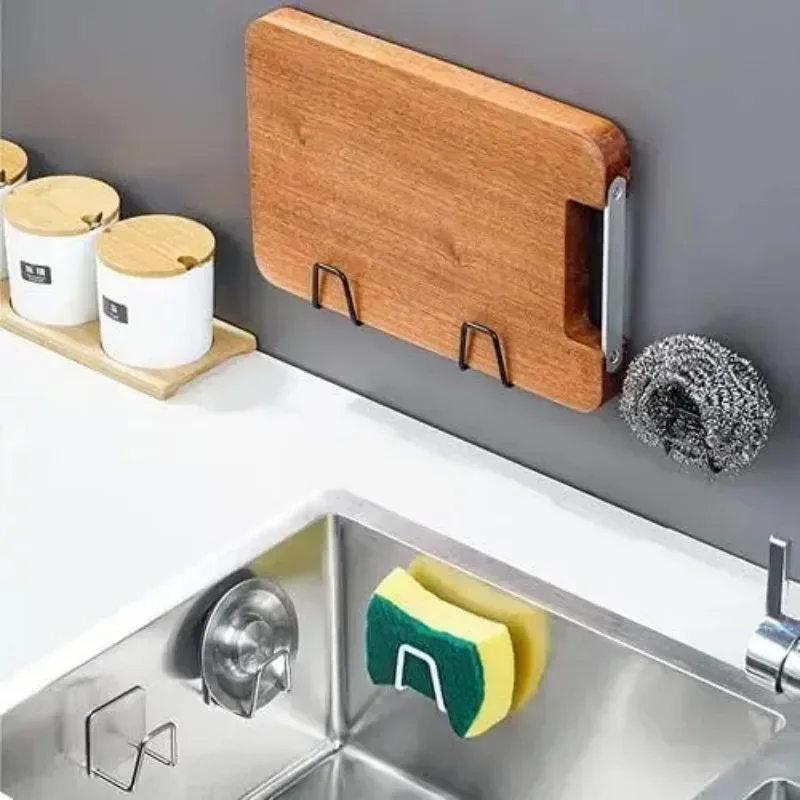 Compact Stainless Steel Sponge & Dishcloth Organizer with Strong Adhesive