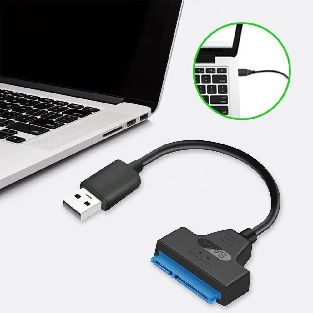 표준 USB 2.0-SATA 22 핀 케이블 어댑터, 구리 와이어 코어 및 ABS 컨버터, 2.5 인치 하드 디스크 호환