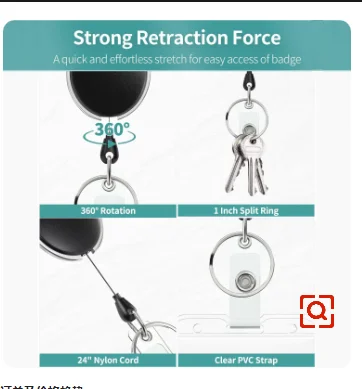 더블 카드 슬롯 ID 태그 배지 홀더(배지 릴 포함) 2 카드 보관 주최자 투명 직원 패스 작업 카드 케이스 슬리브