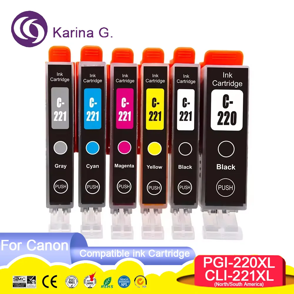 Compatible PGI-220 PGI220 CLI-221 CLI221 Color Printer Ink Cartridge for PIXMA