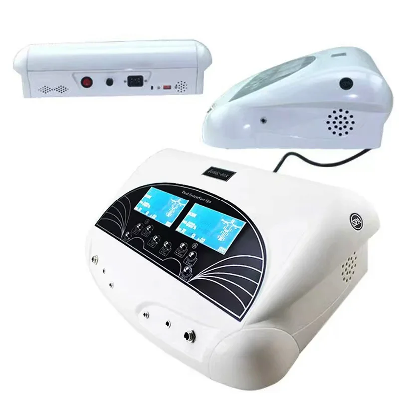 8802D Dual Ionic Detox Foot Bath SPA System Feet Electric Massager LCD Display Cell Detoxification Machine w/ 2 Arrays and Belts