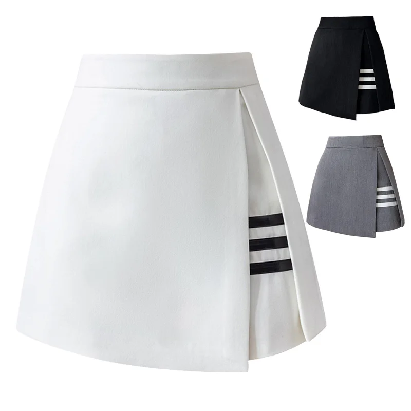 Women's Korean-Style Anti-Exposure Short Culottes High Waist A- line Casual Sports Pleated Anti-Wrinkle Golf Skirt 골프 스커트