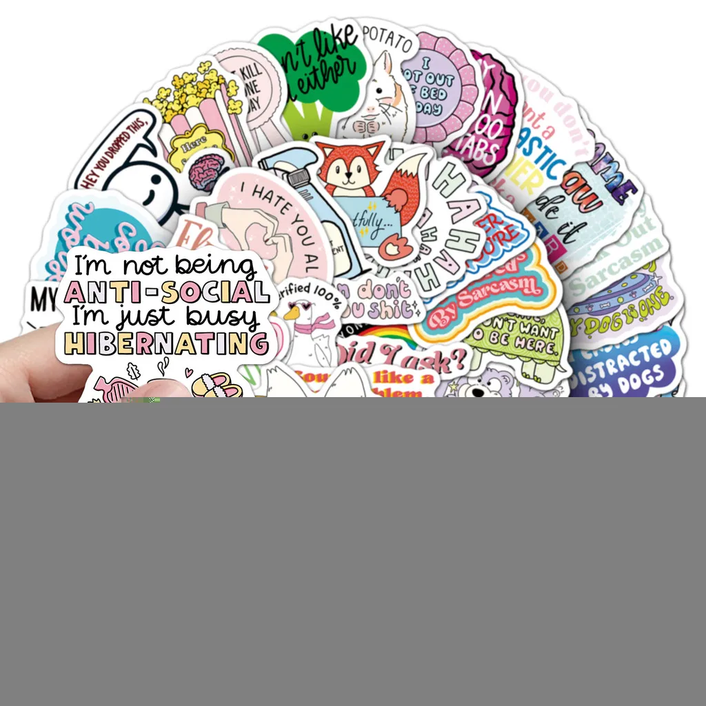 50 Stück Sarkastische Englische Spruch-Aufkleber - INS Ästhetische Wasserfeste Abziehbilder für Notizbuch-Deko & DIY AnimeWorlds Store – Detail 10
