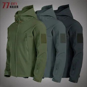 Military Shark Skin Soft Shell Jackets Men Tactical Windproof Waterproof jacket men Army Combat Jackets Mens Hooded Bomber Coats 1