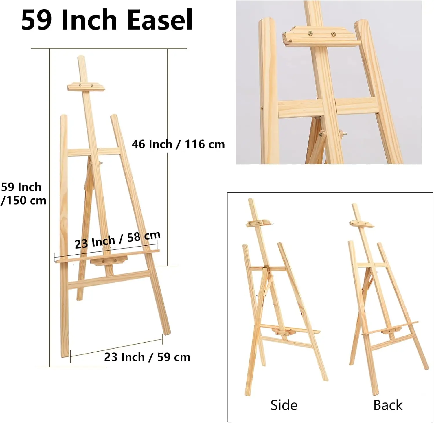 1.5M/59inch Studio Easel Wooden A-Frame Folding Pine Wood Artist Art Craft Adjustable Display Exhibition for Wedding Drawing 1