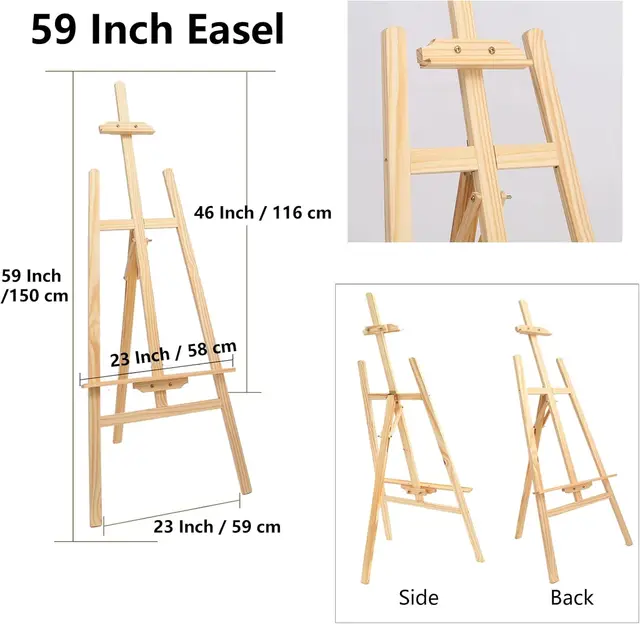 1.5M/59inch Studio Easel Wooden A-Frame Folding Pine Wood Artist Art Craft Adjustable Display Exhibition for Wedding Drawing 1