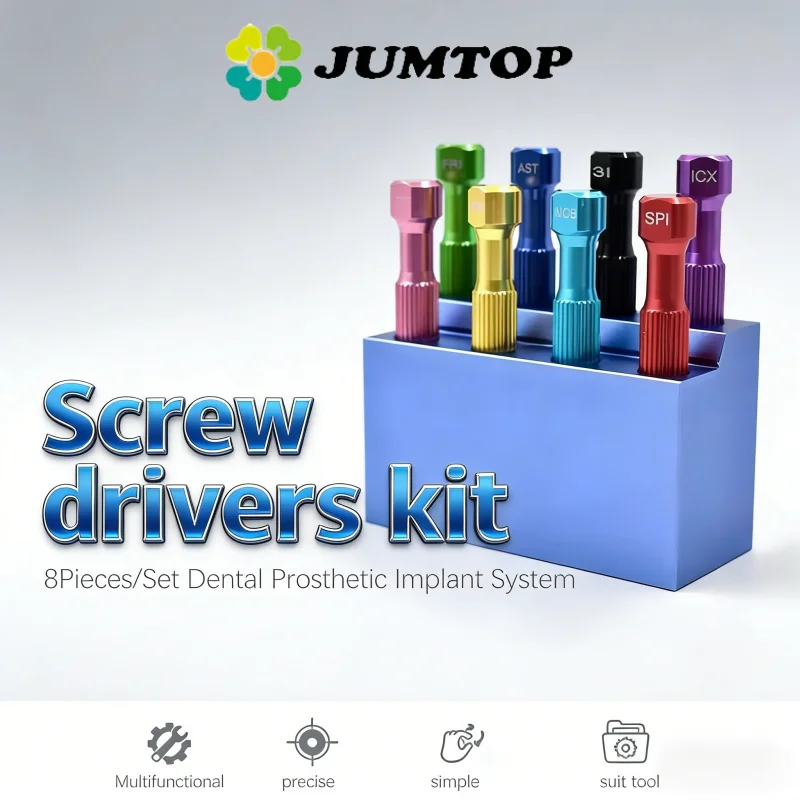 JUMTOP Juego de 8 Destornilladores Dentales de Acero Inoxidable con Soporte