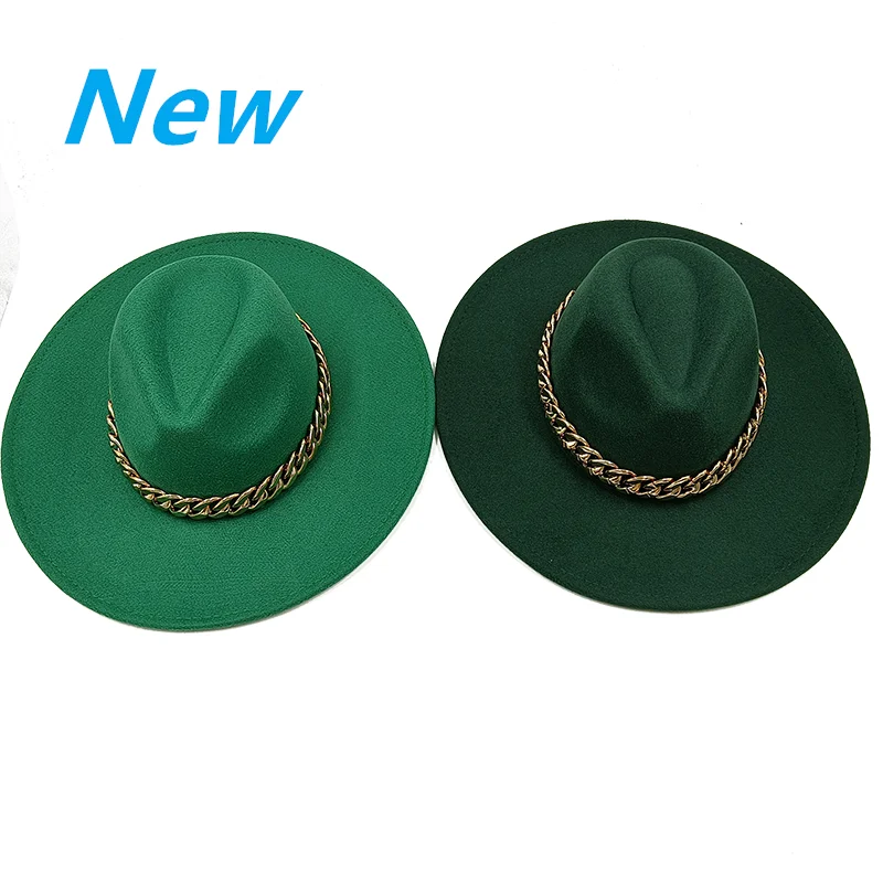 2022 Droplet top fedora hat thickened design dark green wide