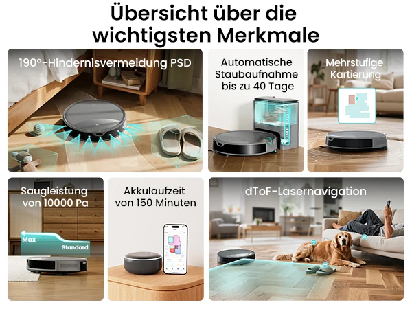 LEFANT M350 Max Roboterstaubsauger mit Saugstation, 10000 Pa No-Go-Zone, Wischfunktion, ideal für Tierhaare und Hartböden – Detail 13