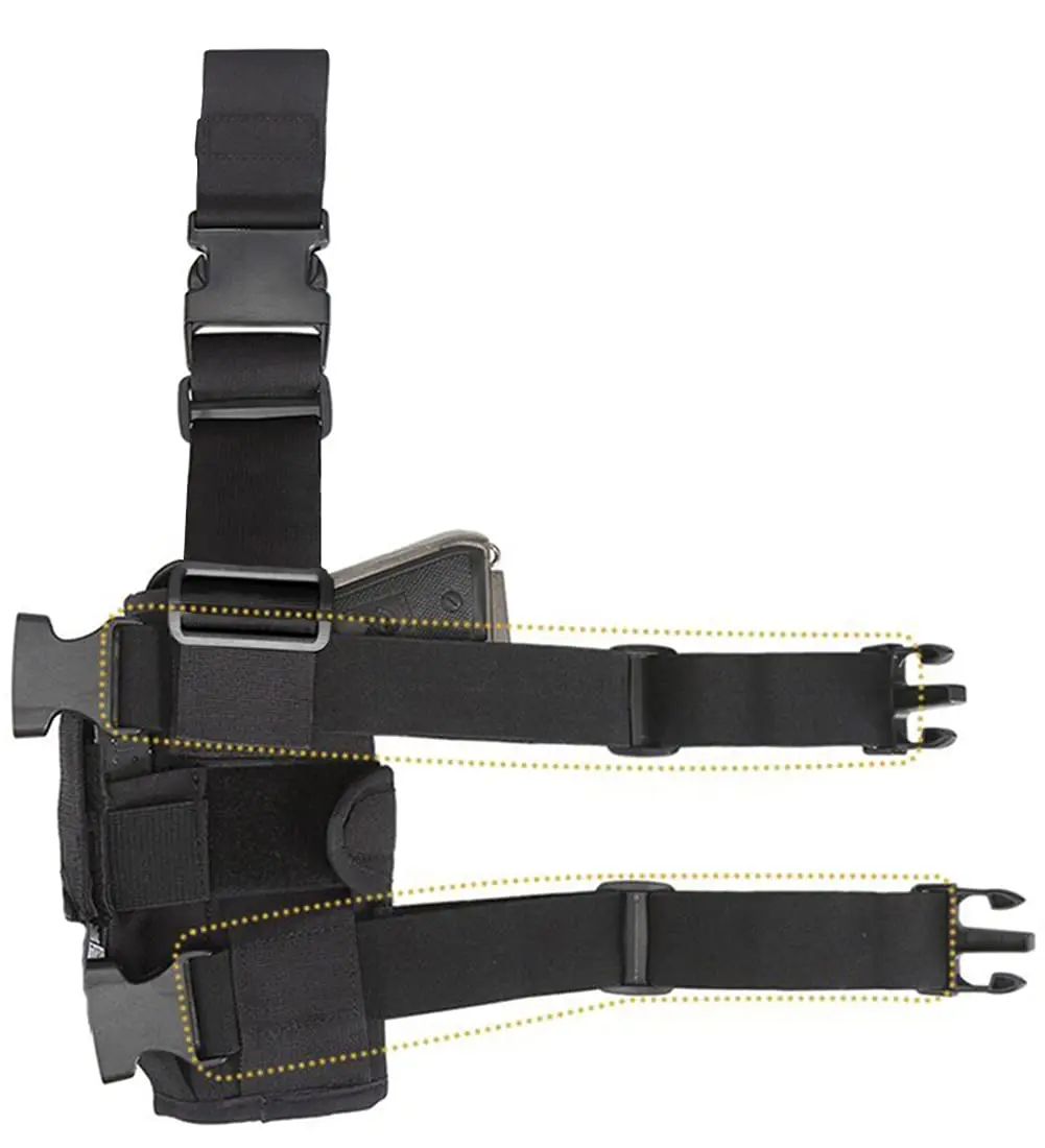 Enhanced Tactical Drop Leg Pistol Holster, Right Hand Adjustable