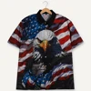American Flag Print Veteran Men's Short Sleeve Shirt Fighting Eagle Comrade Party Wear Oversized Top 2