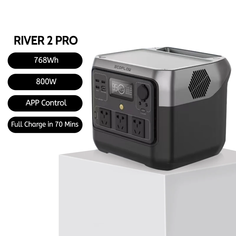 

Внешний мобильный аккумулятор EcoFlow River 2 Pro 768wh 800 Вт, 220 В, быстрая зарядка, литий-железо-фосфатный аккумулятор, мощный источник питания