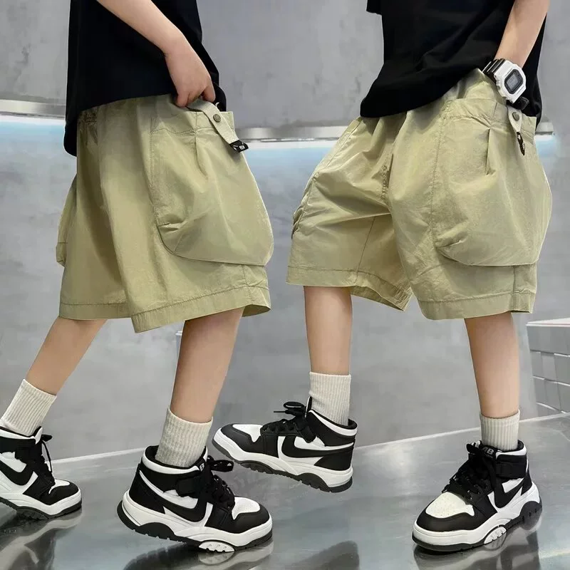 여름 반바지 소년 패션 바지 어린이 얇은 캐주얼 작업 바지 새로운 어린이 솔리..