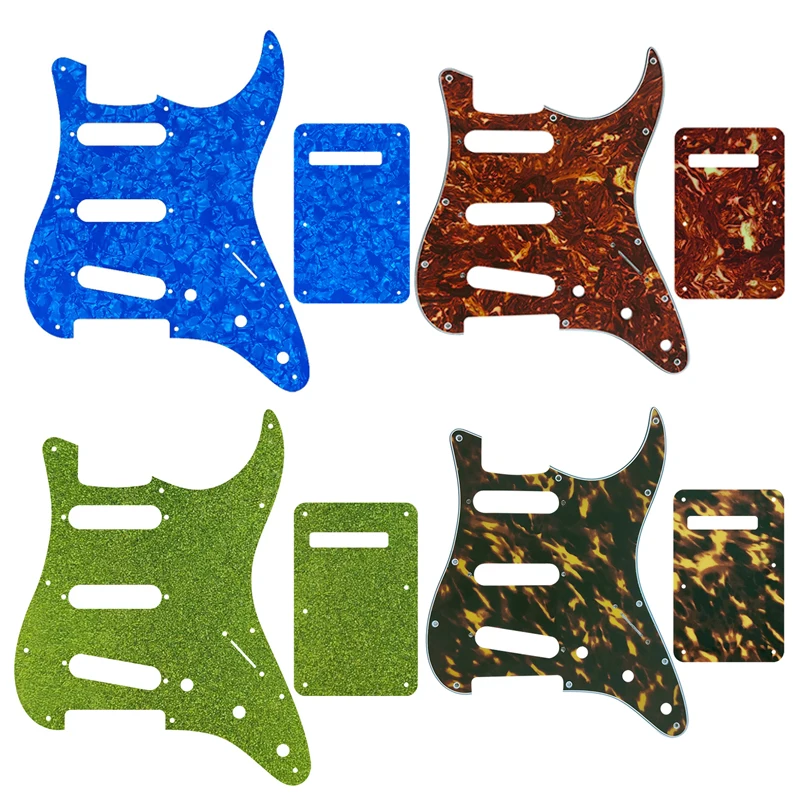 

Pleroo Custom Guitar Pickguard Parts -For USA\ Mexico Fd Strat 72' 11 Screw Hole Standard St SSS & Back Plate Multicolor Choice