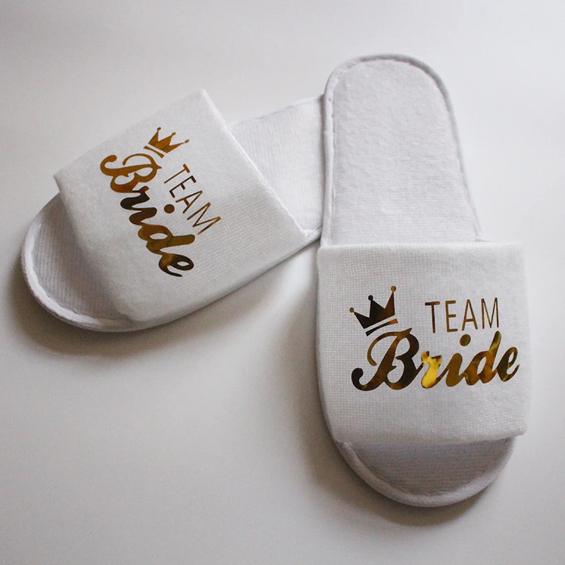 

1 Pairs Team Bride/team Groom Disposable Soft Slippers Wedding Decoration Bridal Show Bridesmaid Bachelorette Party Decoration