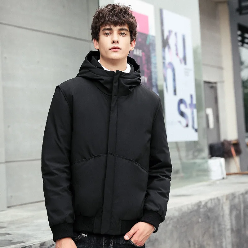 

2023 New Arrival Men's Short Down Jacket with Hood, Winter Warm Hooded Puffer Coat for Young Men