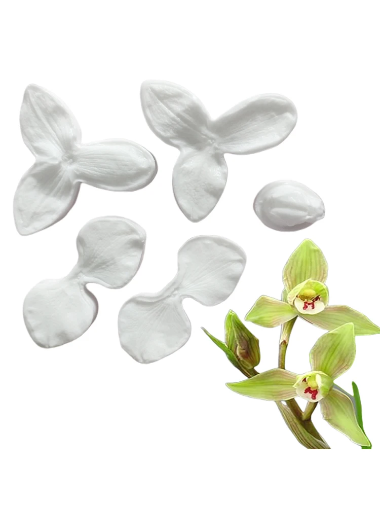 

5PCS Phalaenopsis Orchid Flower Veiner Silicone Moulds Sugar Craft Tools Fondant and Gum Paste Clay Baking Accessories and Tools