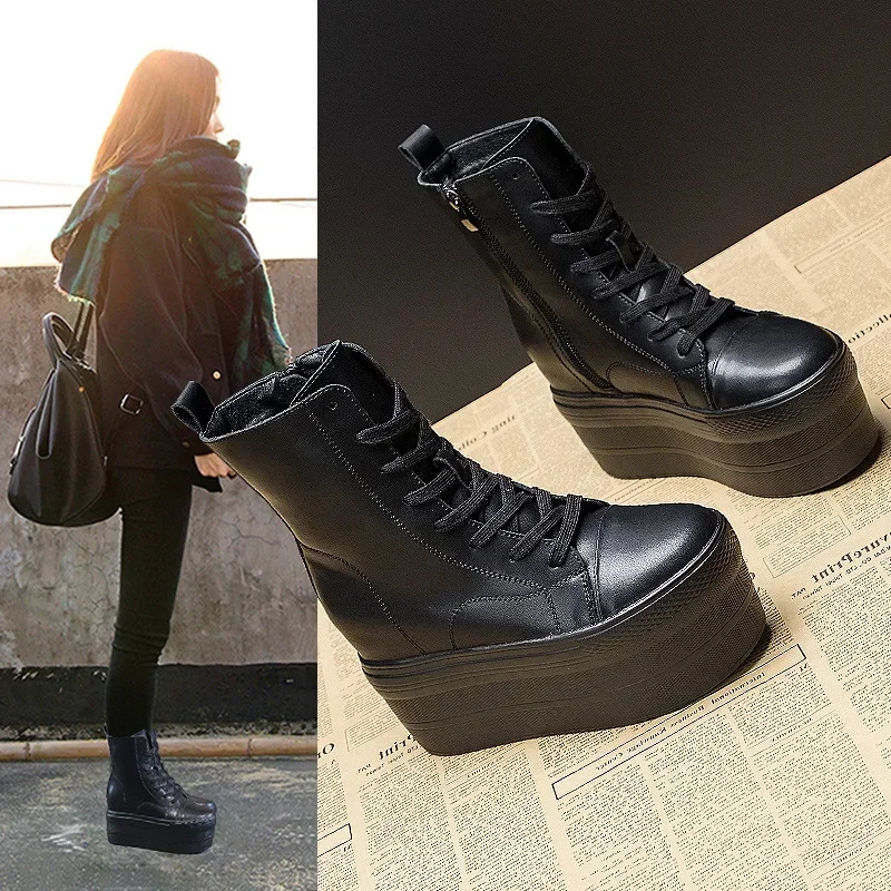 靴 TOKYO BLACK WEDGE HEEL SHORT BOOTS XL 05002244.jpg.webp