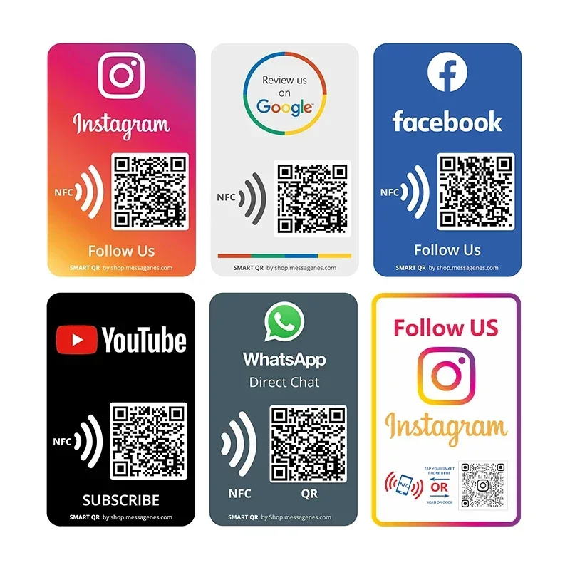 

Acrylic Social Business Media Sign NFC Tap Follow US on Instagram QR Code Sign Google Review Facebook Card for Shop Store
