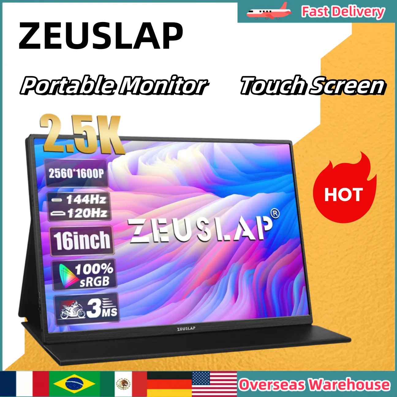 ZEUSLAP P16T 1920*1200P タッチモニター Zeuslap 16inch Touchscreen Portable Monitor P16T, 1920*1200
