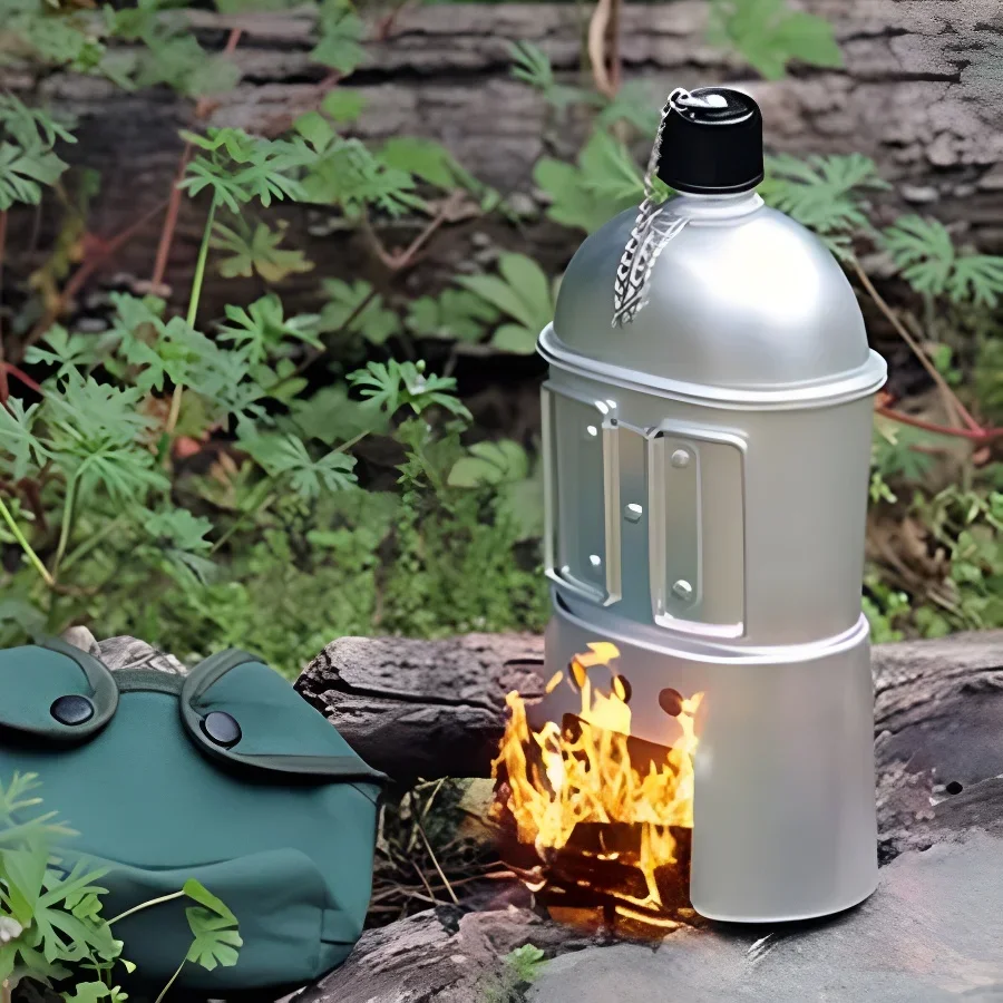 Cantil Militar Portátil com Copo, Fogareiro e Bolsa – Kit Completo para Sobrevivência e Aventuras Outdoor - Imagem 2
