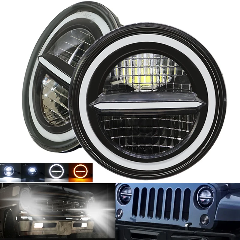 

5.75''7'' Led Headlight H4 Halo Angle Eyes DRL For Jeep JK TJ OffRoad Defender Hummer 4x4 Suzuki Samurai Headlamp Spotlights