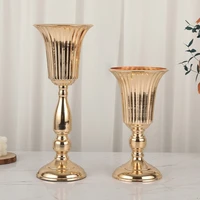 20cm 27cm 37cm Metal Trumpet Vase Home Restaurant Decoration Europe Rose Gold Color Flower Holder for Wedding Party Table 2