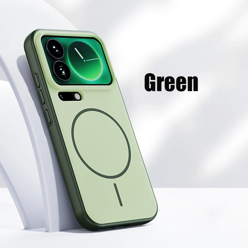 Solid Color Matte Skin Feel Shockproof Phone Case with MagSafe-Compatible Wireless Charging