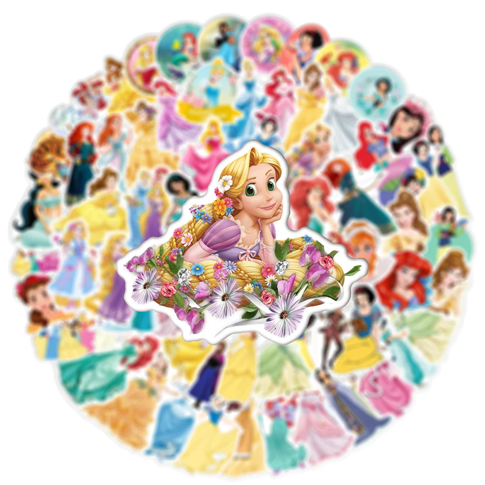 

10/30/50/100pcs Disney Mix Cute Cartoon Princess Stickers Anime Decal Laptop Scrapbook Phone Luggage Graffiti Waterproof Sticker