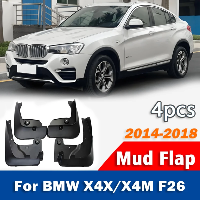 4x BMW X4 X4X X4M 스포츠 머드플랩 펜더 머드 플랩 가드 스플래시 머드 가드 자동차 액세서리 2014 2015 2016 2017 2018
