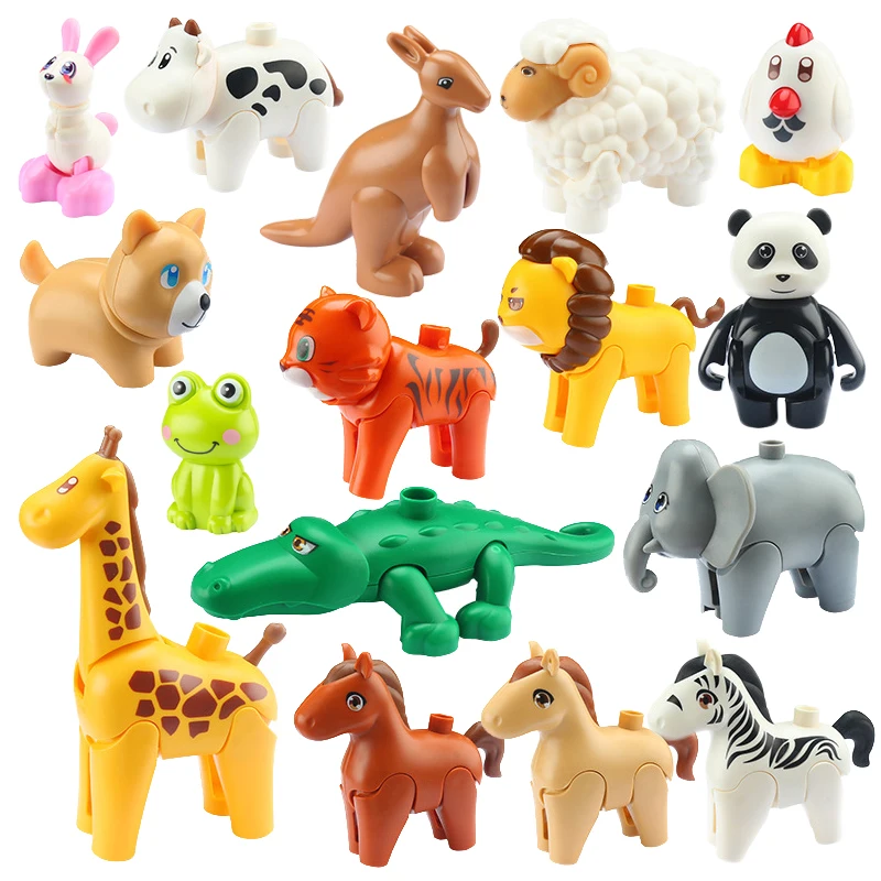 Zoo Animals Animal Blocks For Toddlers Zoo Big Particle Building Blocks Movable Cute Animals Kangaroo Duplo  Accessories Smooth Material Educational Toys For