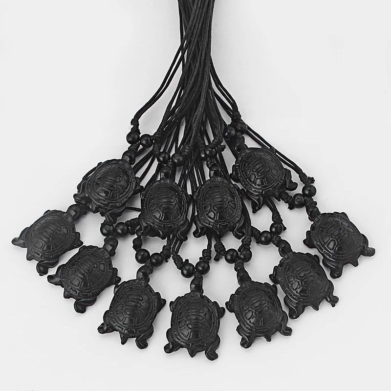12pcs/lot Imitation Yak Bone Cute Tortoise Pendant Necklace Hawaii Tribal Surfer Sea Turtles Charms Necklaces Amulet Gifts