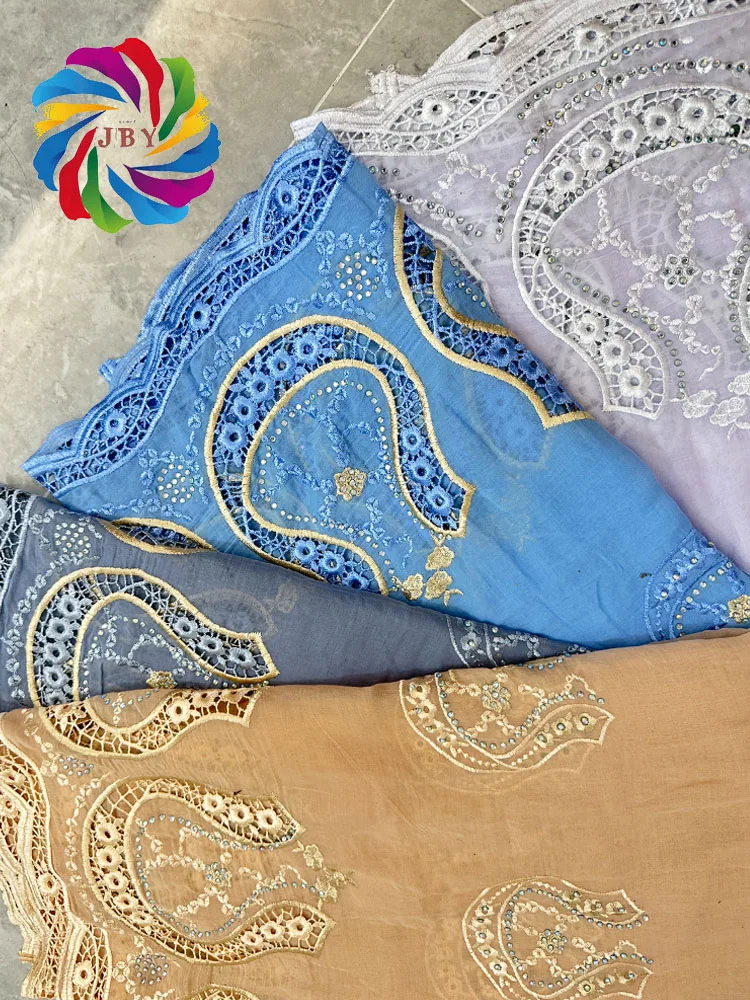 african muslim women scarf Scarf High Quality 100% Cotton Embroidery Dubai African Women Islamic Scarf Embroidery