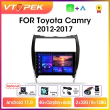 Vtopek – autoradio Android 11.0, 4G, DSP, Navigation GPS, lecteur multimédia vidéo, 2din, unité centrale pour voiture Toyota Camry 7, XV 50, 55 (2012 – 2017)
