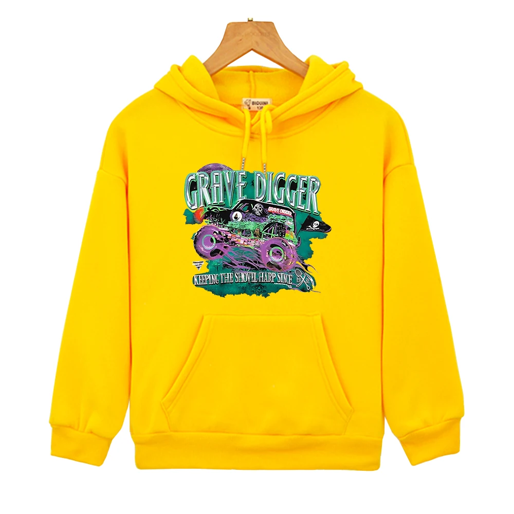 

Grave Digger Car Graphic Hoodies Casual Cartoon Graphic Print Sweatshirts Long Sleeve Boys and Girls Pullovers with Pocket Kids