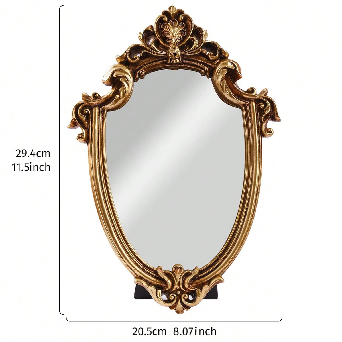 1 PC, resin material European classical style gold pattern special-shaped mirror ornament, can be hung or placed