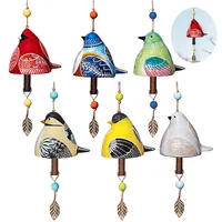 Cute Bird Bell Chimes Bird Bell Wind Chimes Hanging Rustic Wind Chime for Wall Window Door Garden Decoration Bird Pendant 1