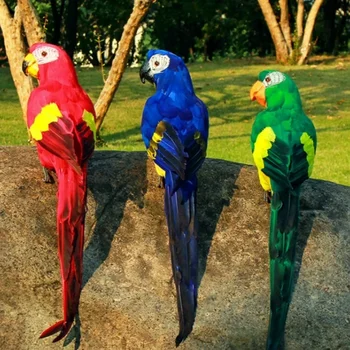 New 60/45cm Simulation Parrot Handmade Foam Feather Macaw Lawn Figurine Ornament Fake Animal Bird Garden Prop Decoration 2