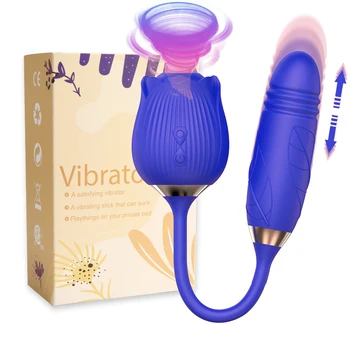 Rose Sucking Telescopic Vibrator Clitoris Vaginal Nipple Vibrating Sucker G-Spot Stimulating Masturbation Sexy Toy for Women 4