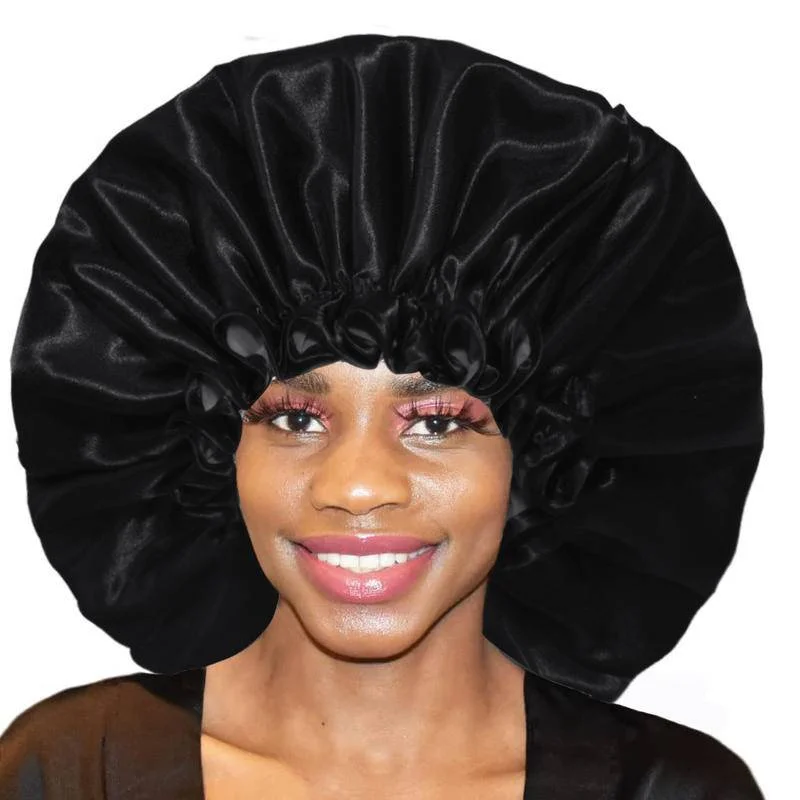 Extra Large Waterproof Shower Cap Double Layer Adjustable Elastic Reusable Bath Caps for Women Men