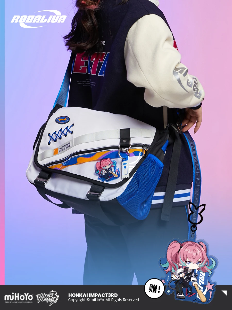 

Honkai Impact 3 RozaliyaOlenyeva Cosplay Fervent Tempo 8-bit Theme School Teenagers Backpack Canvas Satchel Messenge Bag