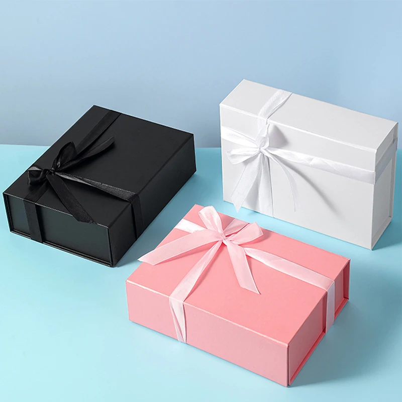 Customized Personalized Bow Ribbon Folding Gift Box, Luxury Collapsible Cardboard Packa... - SKU LCCP1132 - UGI Packaging