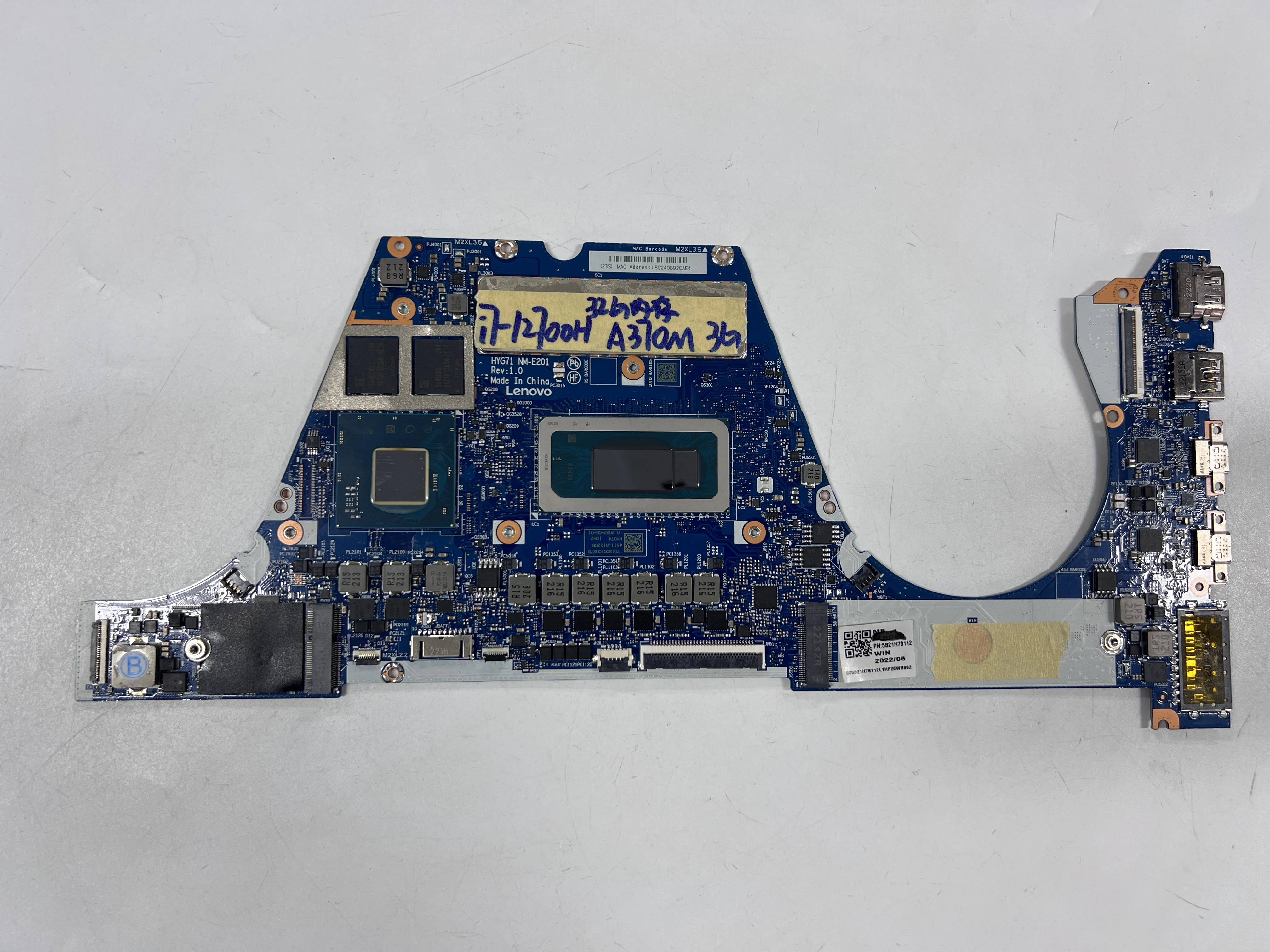

Laptop motherboard NM-E201 5B21H78112 For Lenovo Yoga 7 16IAP7 with SRLD1 I7-12700H 32GB RAM Fully tested, works perfectly