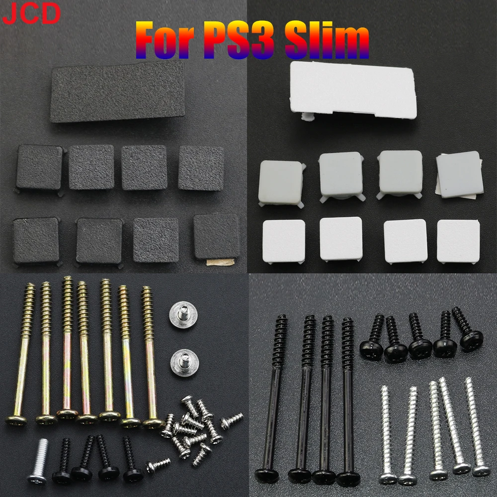 Jcd Set Completo In Plastica Per Ps2 Ps3 Slim 2000 3000 4000 70000 Viti Per Console Vite Piedini In Gomma Coperchio Viti Kit Parti Di Riparazione