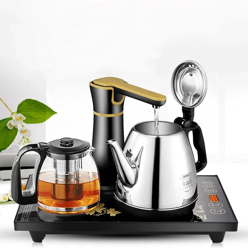 220V Electric Kettle household Tea Pot Set Automatic Pump water 1L Capacity Stainless steel Kettle Safety Auto-off Function 4